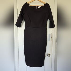 Calvin Klein Black Sheath Dress Size 8 NWT Classic Career Office Stretch Midi